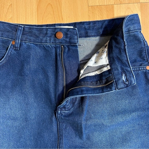 Anthropologie Pilcro The Madi Front Slit Dark Blue Denim Maxi Skirt Raw Hem - Picture 8 of 14